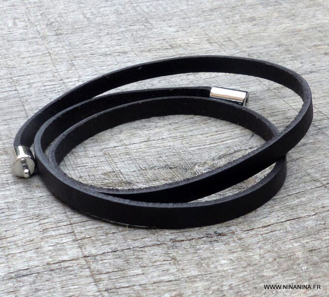 N3031d_Bracelet_homme_cuir_3_tours_fermoir_acier_inoxydable_-_Bijoux_Bracelets_en_ligne_Ninanina