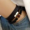 N3031f_Bracelet_homme_cuir_3_tours_fermoir_acier_inoxydable_-_Bijoux_Bracelets_en_ligne_Ninanina