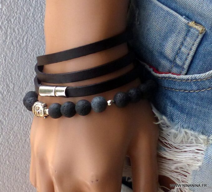 N3031l_Bracelet_homme_cuir_3_tours_fermoir_acier_inoxydable_-_Bijoux_Bracelets_en_ligne_Ninanina