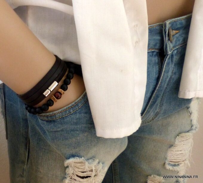 N3031m_Bracelet_homme_cuir_3_tours_fermoir_acier_inoxydable_-_Bijoux_Bracelets_en_ligne_Ninanina