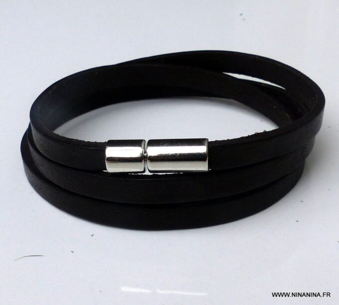 N3031n_Bracelet_homme_cuir_3_tours_fermoir_acier_inoxydable_-_Bijoux_Bracelets_en_ligne_Ninanina