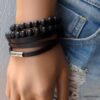 N3031o_Bracelet_homme_cuir_3_tours_fermoir_acier_inoxydable_-_Bijoux_Bracelets_en_ligne_Ninanina
