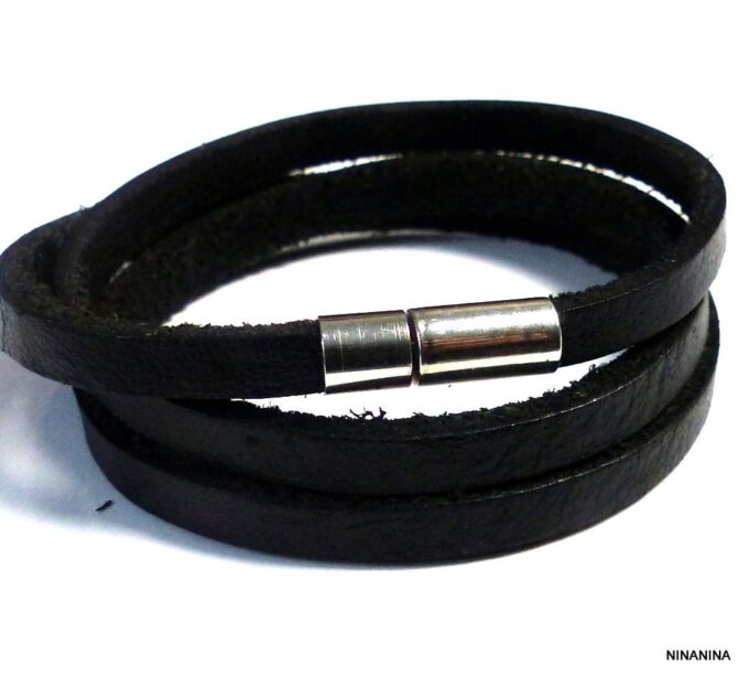 N3031ter_Bracelet_homme_cuir_3_tours_cuir_fermoir_acier_inoxydable