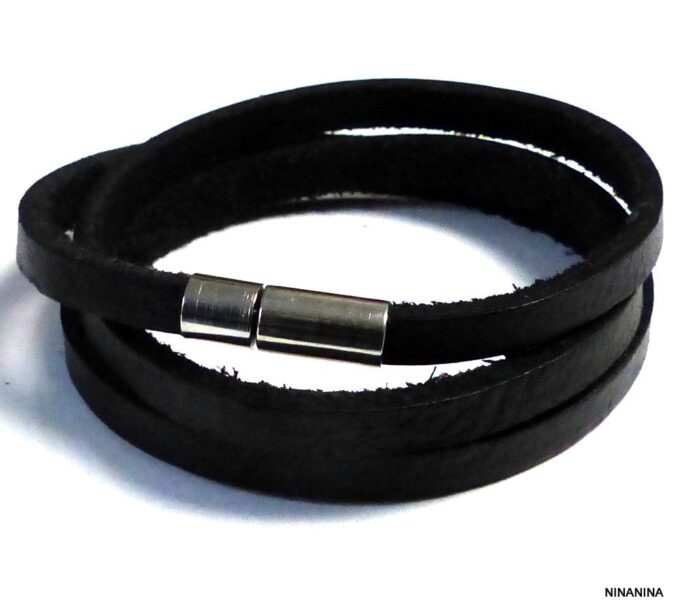 N3031tera_Bracelet_homme_cuir_3_tours_cuir_fermoir_acier_inoxydable