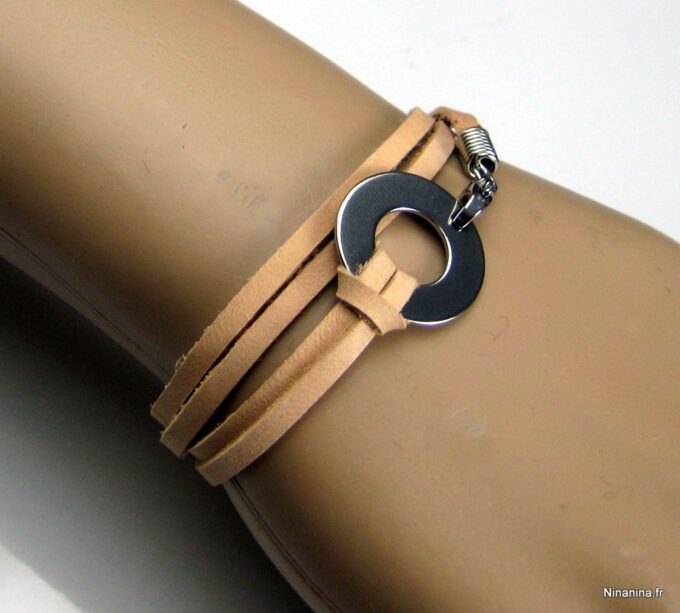 N3037terd_bracelet_xrap_cuir_et_disque_acier_inoxydable