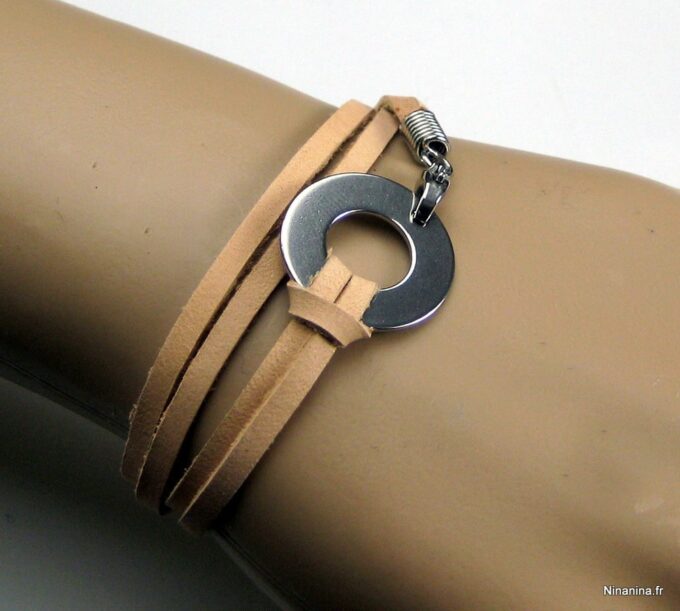 N3037terh_bracelet_xrap_cuir_et_disque_acier_inoxydable