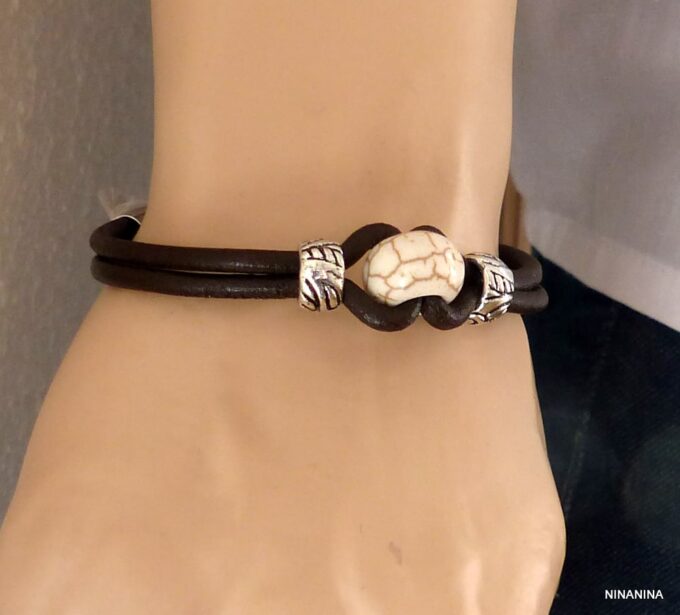 N3054c_bracelet_homme_cuir_perle_blanche_ou_turquoise