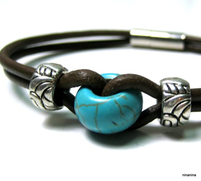 N3054terter_bracelet_cordon_cuir_et_turquoise