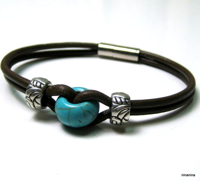 N3054tertera_bracelet_cordon_cuir_et_turquoise