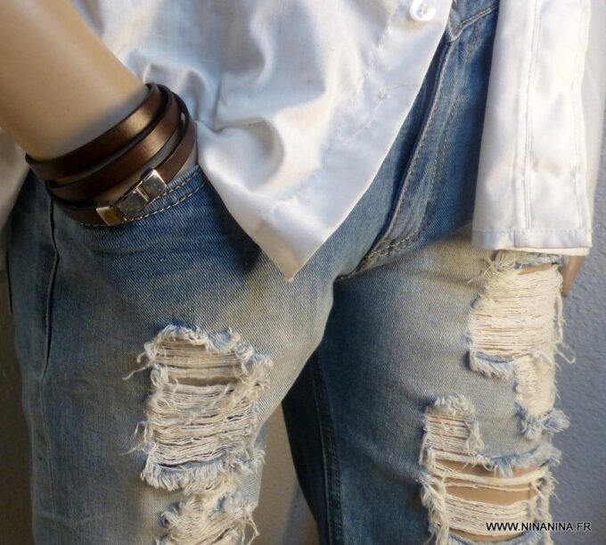 N3055d_Bracelet_homme_wrap_cuir_3_tours_personnalise_fermoir_acier_inoxydable_argente_NINANINA