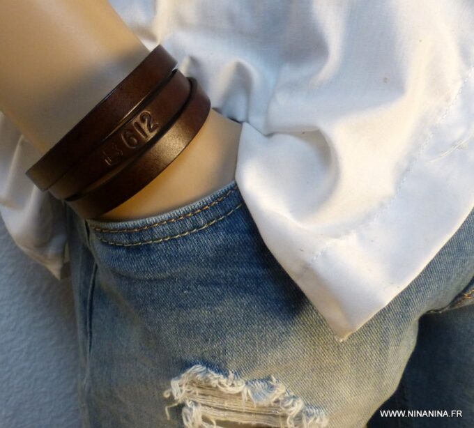 N3055g_Bracelet_homme_wrap_cuir_3_tours_personnalise_fermoir_acier_inoxydable_argente_NINANINA