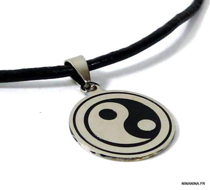 N3067tera_collier_cordon_cuir_yin_yang_acier_inoxydable