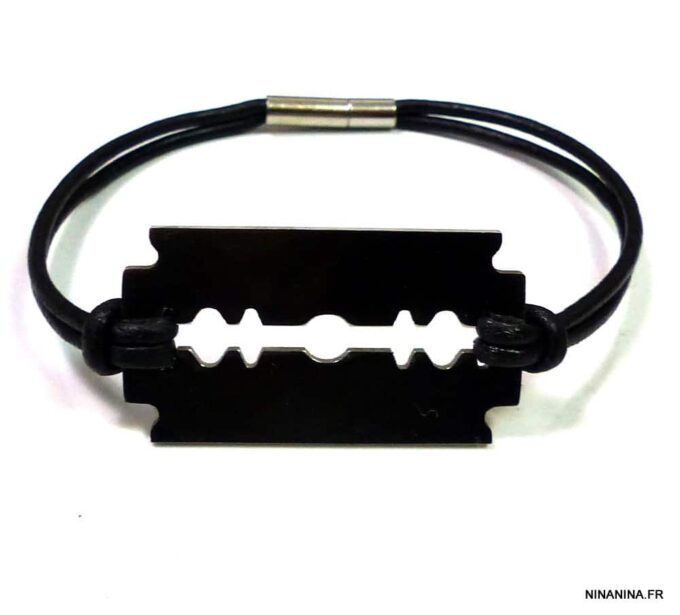 N3080d_bracelet_cordon_cuir_lame_de_rasoir_acier_inoxydable