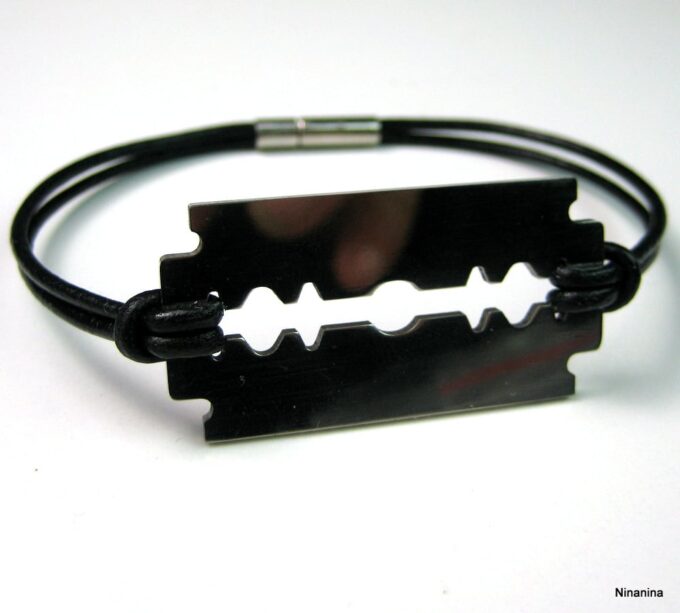 N3080tera_bracelet_cordon_cuir_lame_de_rasoir