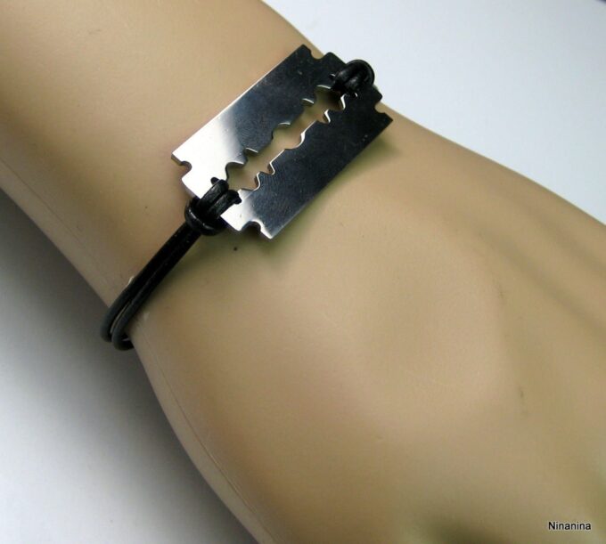 N3080terf_bracelet_cordon_cuir_lame_de_rasoir