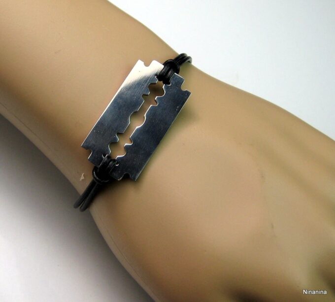 N3080terg_bracelet_cordon_cuir_lame_de_rasoir
