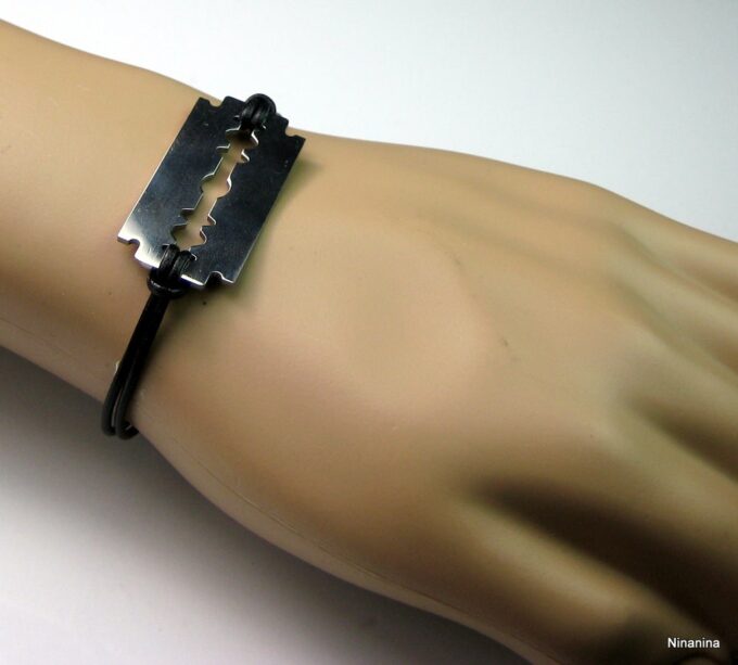 N3080terh_bracelet_cordon_cuir_lame_de_rasoir