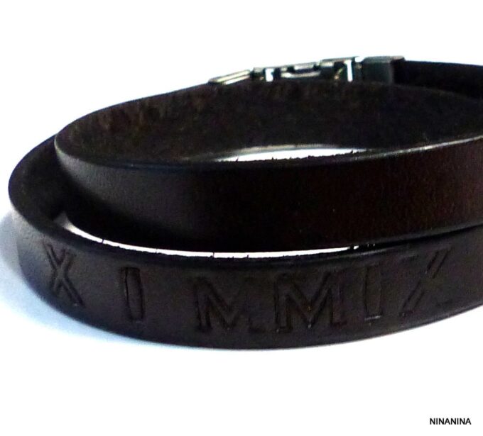 N3085_Bracelet_homme_cuir_personnalise_chiffres_romains_fermoir_acier_inoxydable