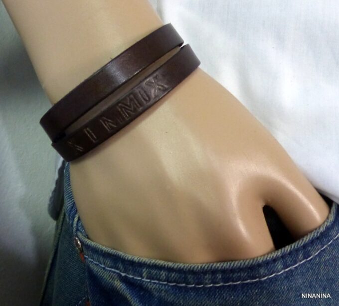 N3085c_Bracelet_homme_cuir_personnalise_chiffres_romains_fermoir_acier_inoxydable