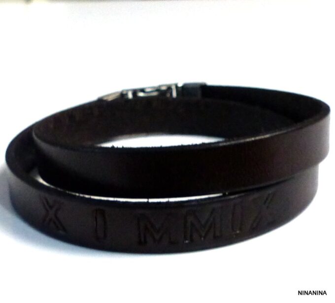 N3085f_Bracelet_homme_cuir_personnalise_chiffres_romains_fermoir_acier_inoxydable