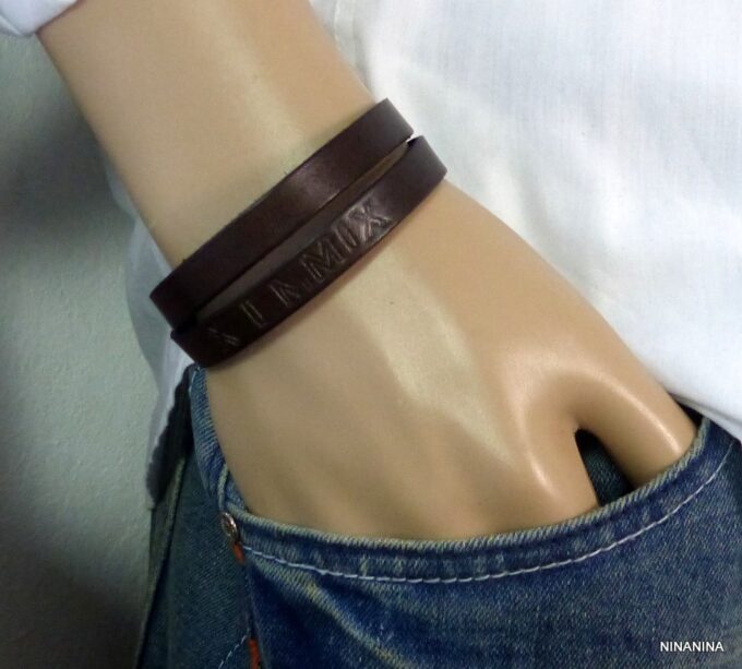 N3085g_Bracelet_homme_cuir_personnalise_chiffres_romains_fermoir_acier_inoxydable