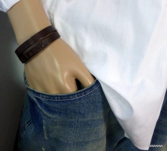 N3085h_Bracelet_homme_cuir_personnalise_chiffres_romains_fermoir_acier_inoxydable