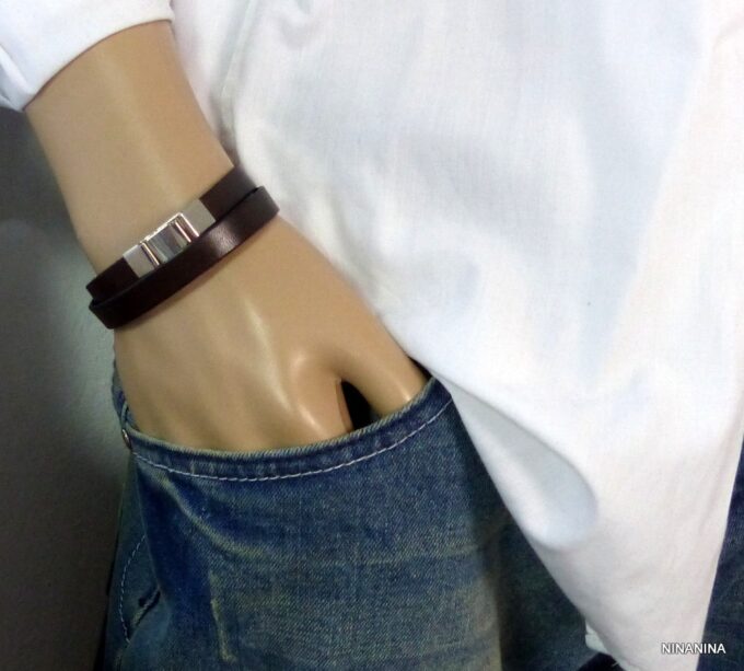 N3085i_Bracelet_homme_cuir_personnalise_chiffres_romains_fermoir_acier_inoxydable
