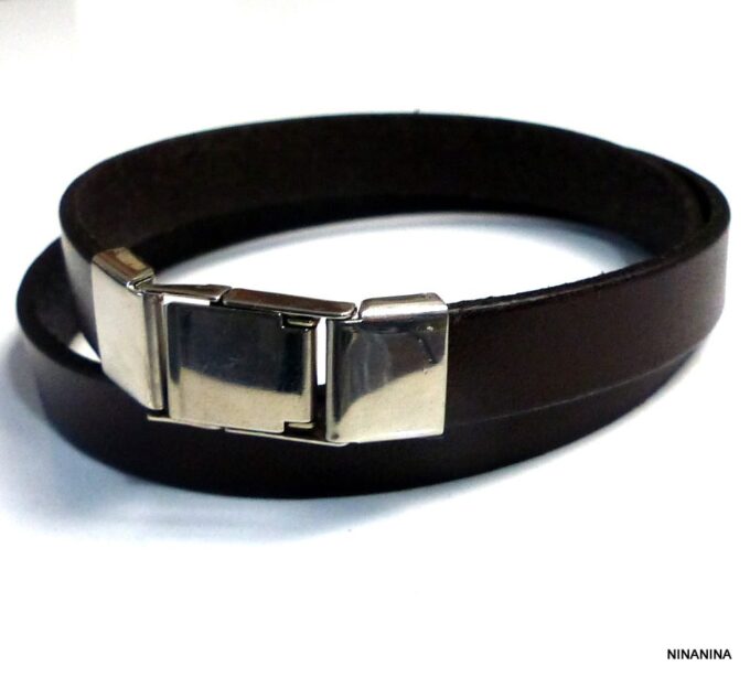 N3085k_Bracelet_homme_cuir_personnalise_chiffres_romains_fermoir_acier_inoxydable