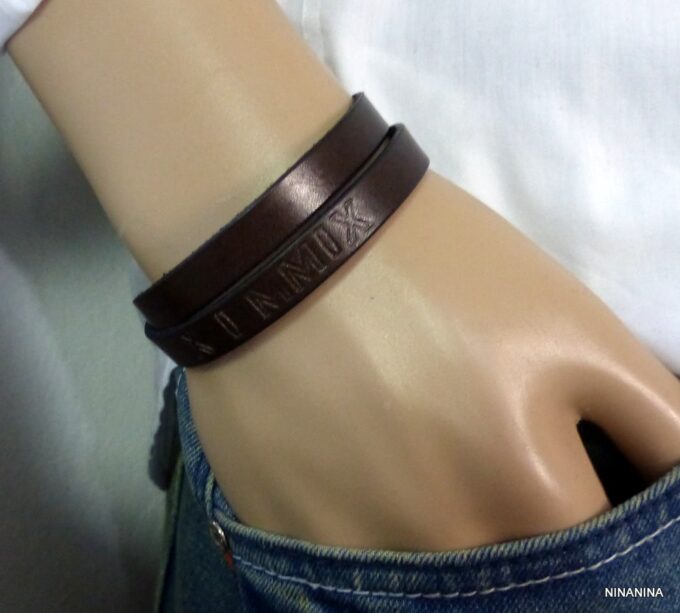 N3085m_Bracelet_homme_cuir_personnalise_chiffres_romains_fermoir_acier_inoxydable
