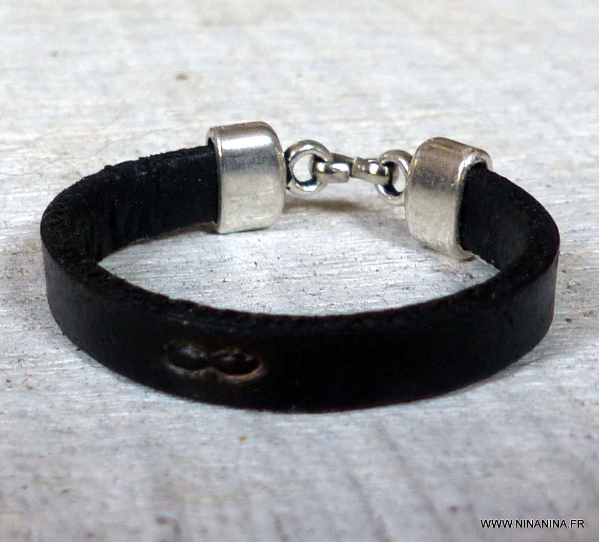 Bague cuir femme et homme personnalisee symbole infini Ninanina