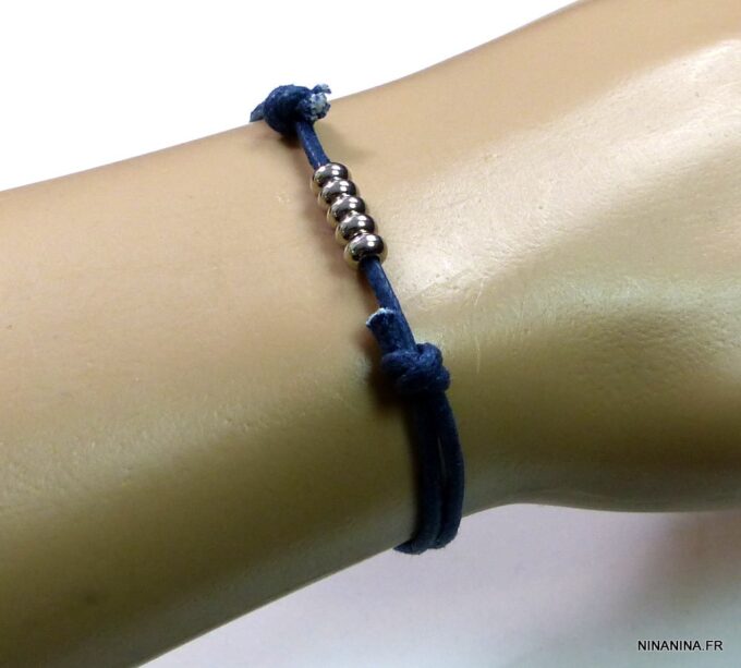 N3120terc_bracelet_cordon_bleu_perles_acier_inoxydable