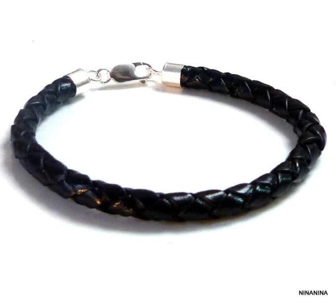N3175tera_Bracelet_homme_cuir_tresse_fermoir_argent_massif