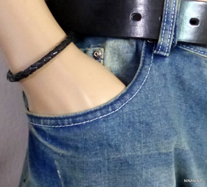 N3175terb_Bracelet_homme_cuir_tresse_fermoir_argent_massif