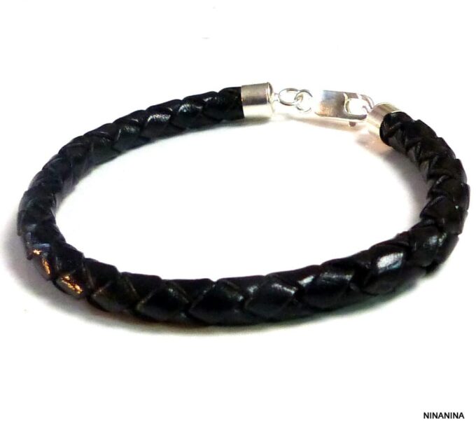 N3175terd_Bracelet_homme_cuir_tresse_fermoir_argent_massif