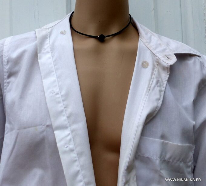 N3177b_Collier_homme_cordon_cuir_perle_resille_noire_rondelles_acier_inoxydable_-_Bijoux_Colliers_en_ligne_Ninanina