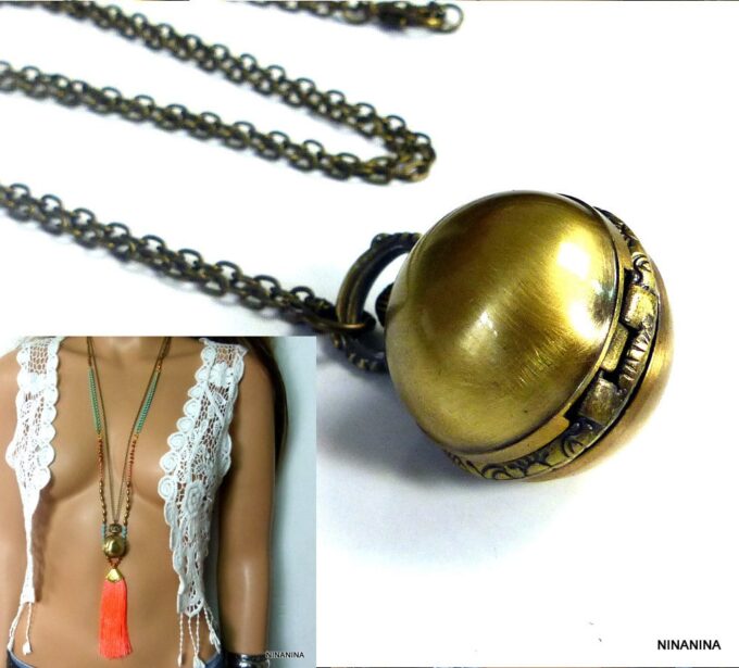 N3189tern_collier_long_sautoir_montre_gousset_boule_bronze