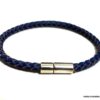 N3225c_Bracelet_homme_cuir_bleu_tresse_fermoir_acier_inoxydable_-_Bijoux_en_ligne_NINANINA
