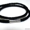 N3227_Bracelet_homme_2_tours_cuir_tresse_noir_fermoir_acier_inoxydable_-_Bijoux_en_ligne_NINANINA