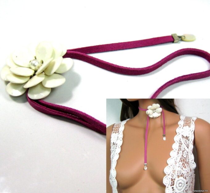 N3228terq_collier_cordon_daim_fleur_nacre