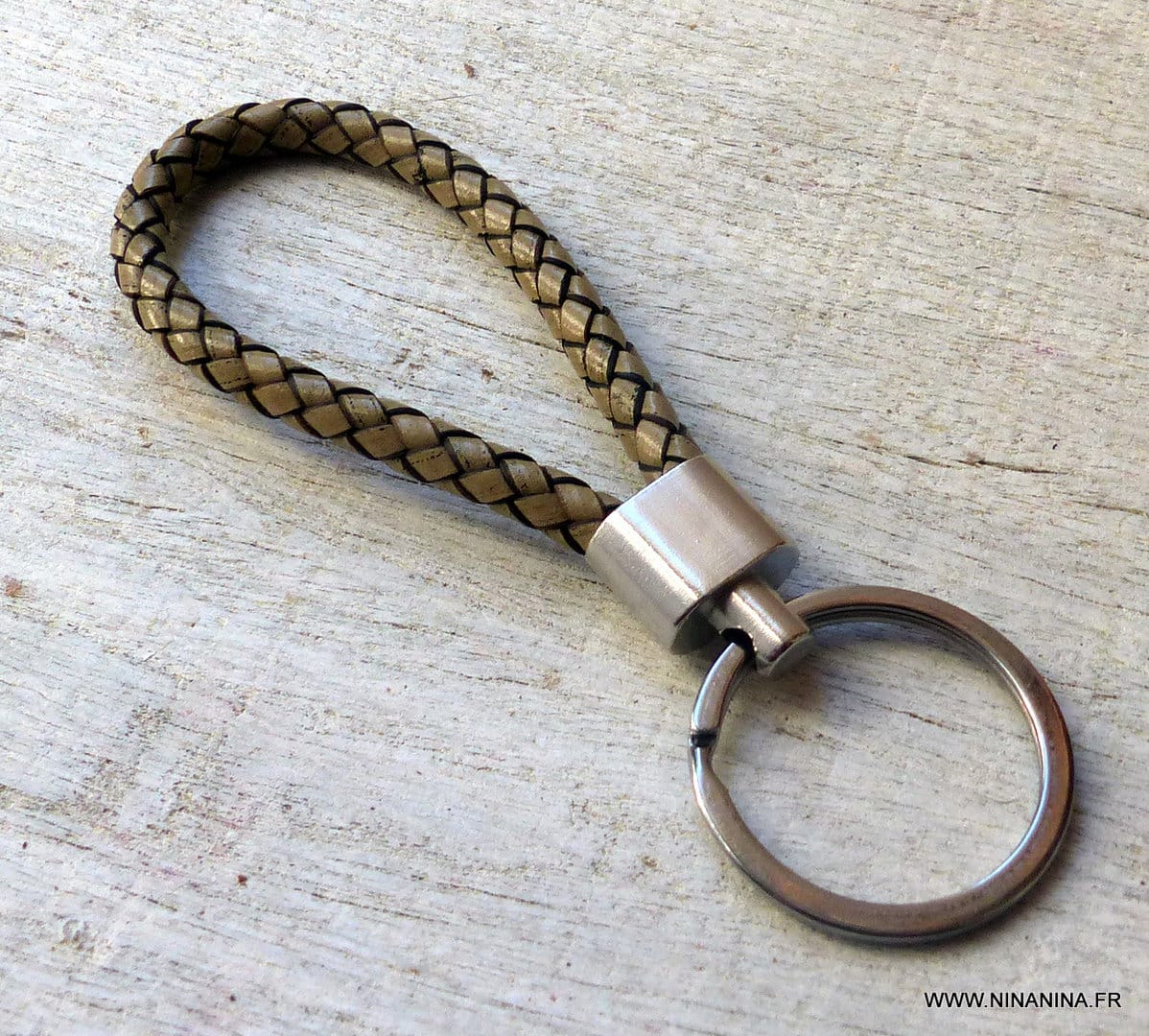 Porte clé homme cordon cuir tressé – Image 2