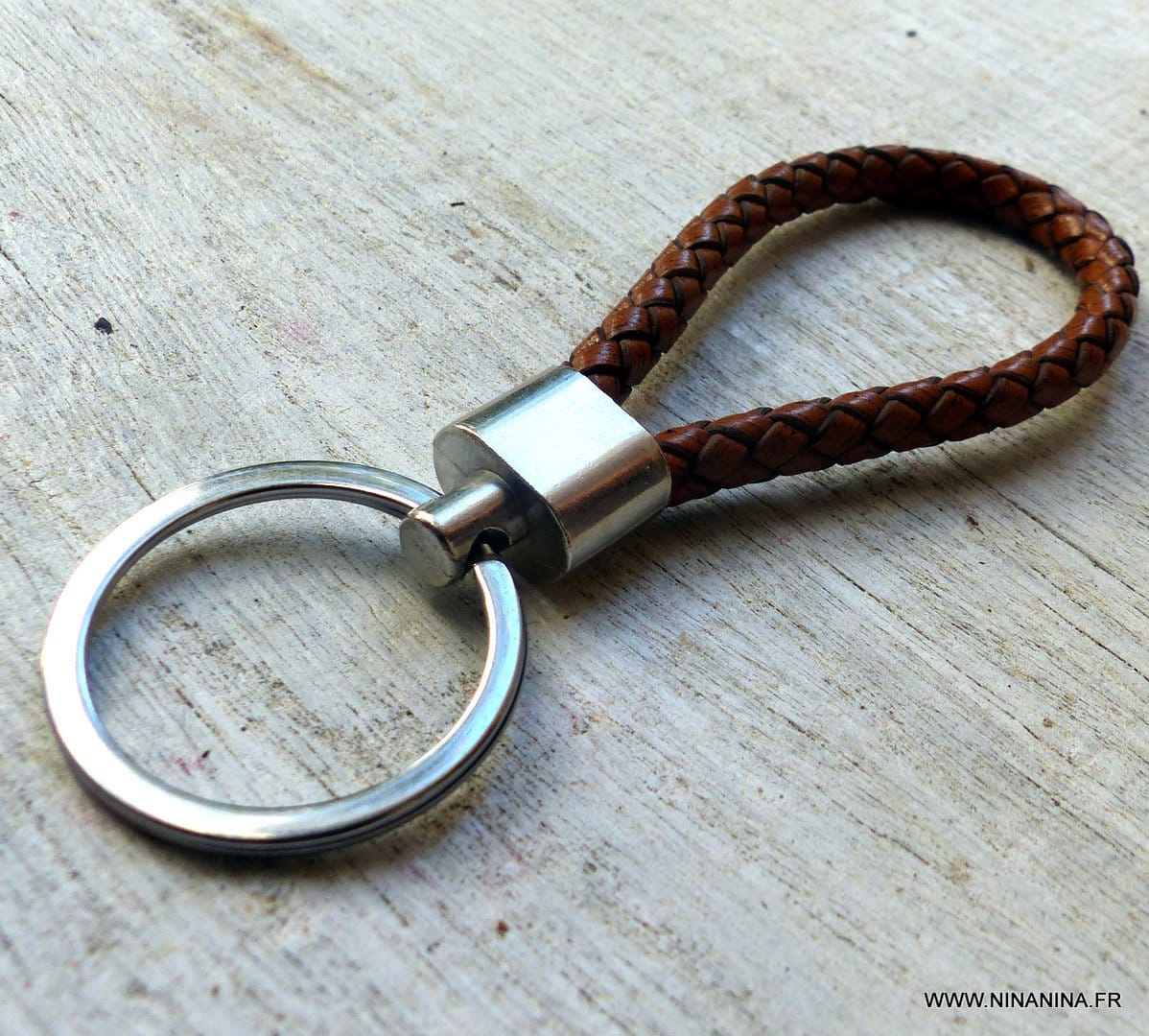 Porte clé homme cordon cuir tressé – Image 3