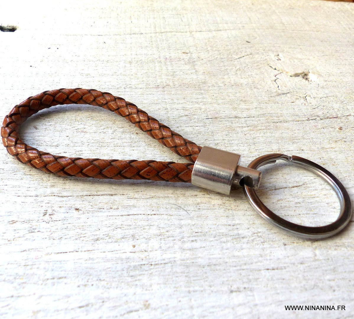 Porte clé homme cordon cuir tressé – Image 4