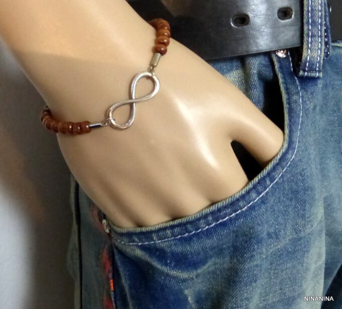 N3246terk_Bracelet_homme_infini_perles_rondes_bois