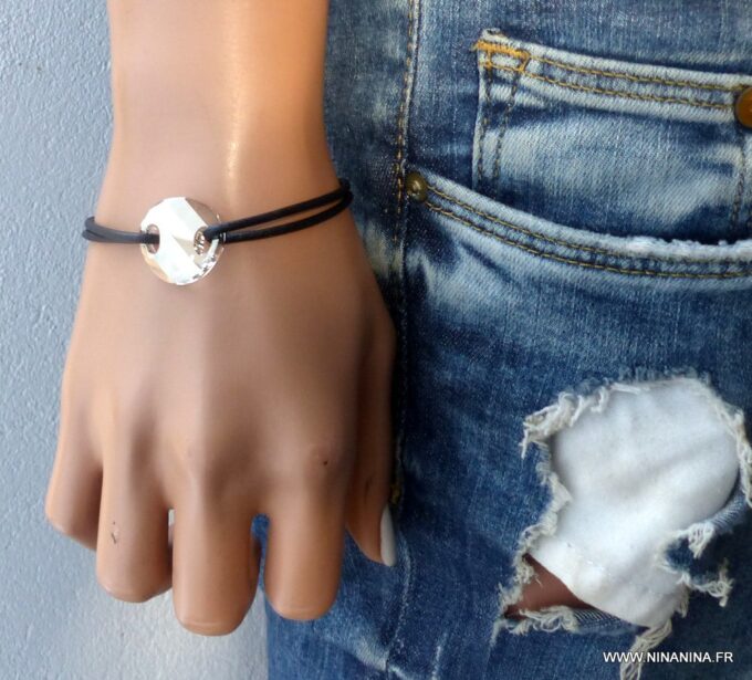 N3253c_Bracelet_homme_cordon_cuir_cristal_de_swarovski_-_Bijoux_Bracelets_en_ligne_Ninanina