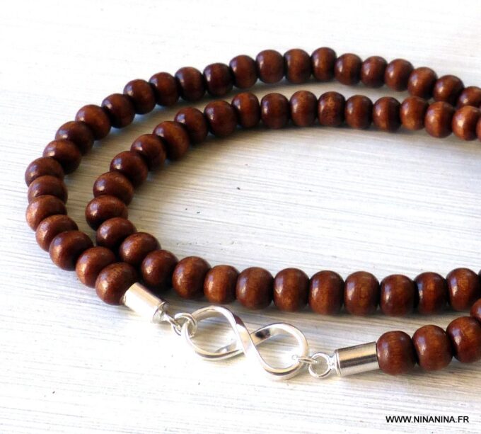 N3259b_Bracelet_homme_infini_argent_massif_perles_bois_-_Bijoux_Bracelets_en_ligne_NINANINA