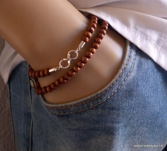 N3259c_Bracelet_homme_infini_argent_massif_perles_bois_-_Bijoux_Bracelets_en_ligne_NINANINA