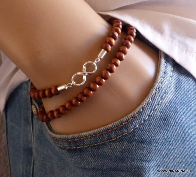 N3259g_Bracelet_homme_infini_argent_massif_perles_bois_-_Bijoux_Bracelets_en_ligne_NINANINA
