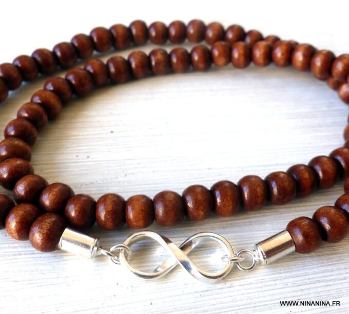 N3259h_Bracelet_homme_infini_argent_massif_perles_bois_-_Bijoux_Bracelets_en_ligne_NINANINA