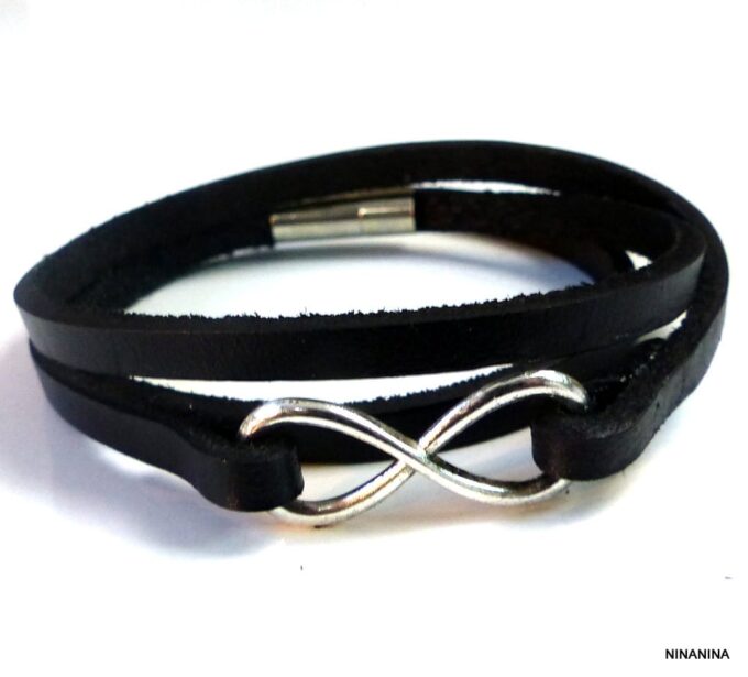 N3260terc_Bracelet_homme_cuir_3_tours_infini_acier_inoxydable