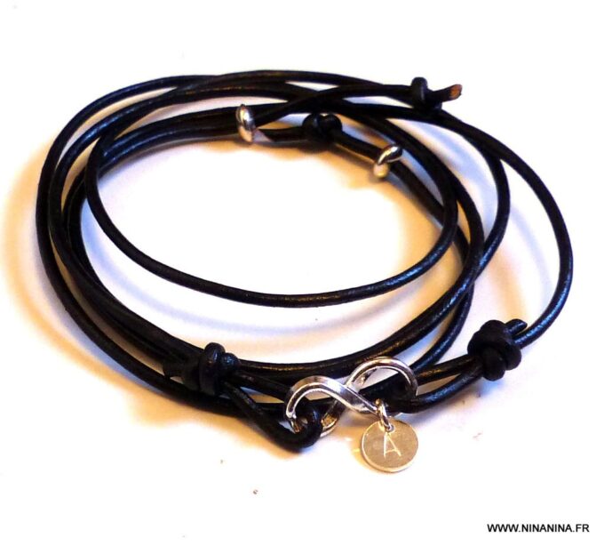 N3269d_Bracelet_wrap_cordon_cuir_infini_argent_925_massif_personnalise_-Bijoux_en_ligne_NINANINA